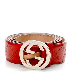 New Gucci Kid’s red belt logo interlocking GGs Gucci print (authentic)